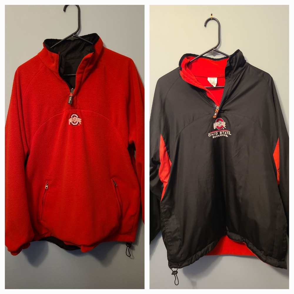 Vintage Pro Player Men's Black Ohio State Reversible Fleece  Pullover Size Small